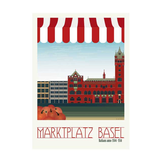 Basel Geschirrtuch: Basel Marktplatz