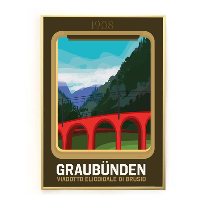 Graubünden Poster: Kreisviadukt Brusio