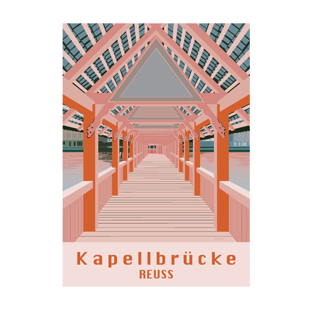 Postkarte: Luzern Kapellbrücke Reuss